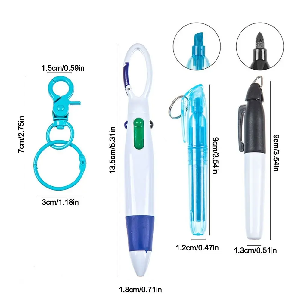 Four-colour Ballpoint Pen Nurse Pen Pack Set for Badge Include Tip Highlighter Permanent Marker Pen Ball Pen for Nurse's Work