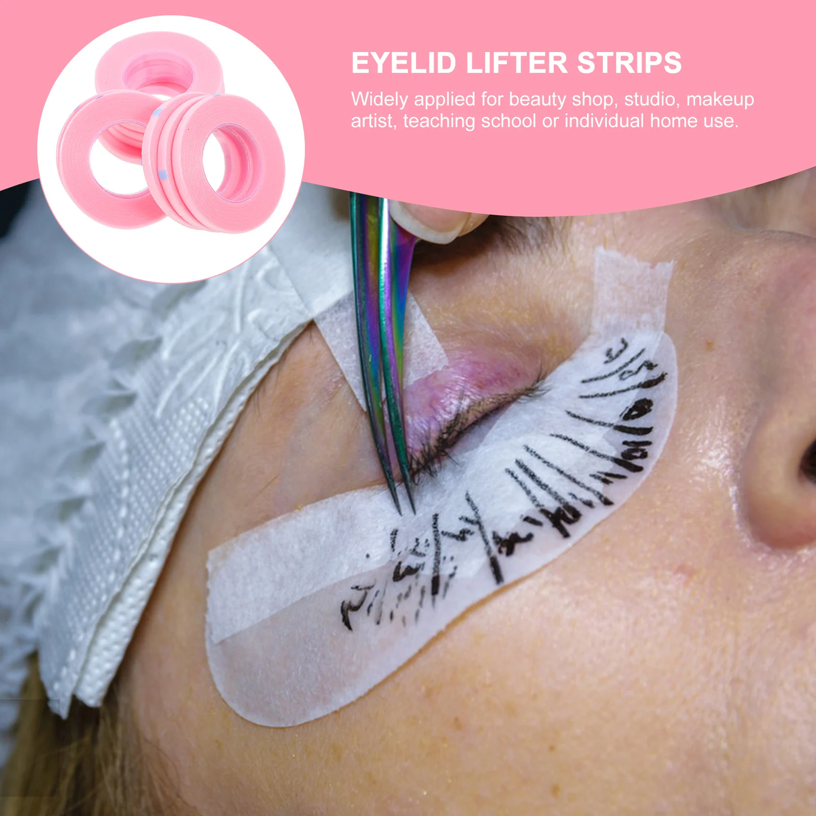 เทปกาวต่อขนตา 10 ม้วน แถบกาวติดขนตา ระบายอากาศได้ดี ปลอดภัยต่อผิวหนัง เหมาะสำหรับร้านเสริมสวย เครื่องมือแต่งหน้า ยกกระชับเปลือกตา แยกขนตา