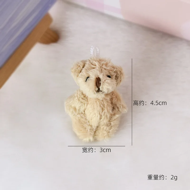 

10pcs/lot 4.5cm Mini Light Brown Plush Cartoon Joint Teddy Bear PP Cotton Filled Toy Birthday Party Gift Decoration Small Gift