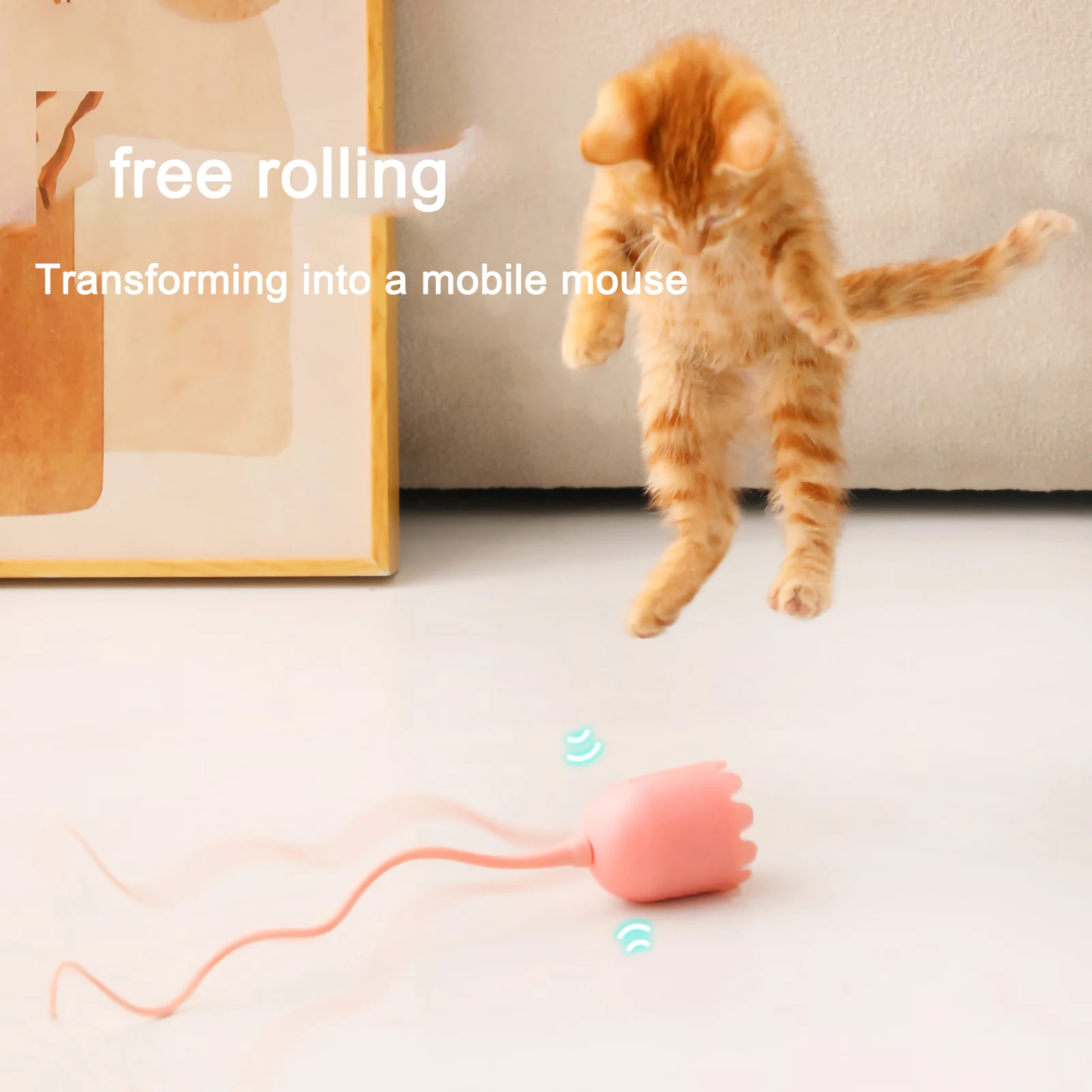 Electric Cat Teaser Smart Magic Tail Cat Toy Silicone Tail Bite Resistant Automatic Self-Hi Rotating Rolling Ball