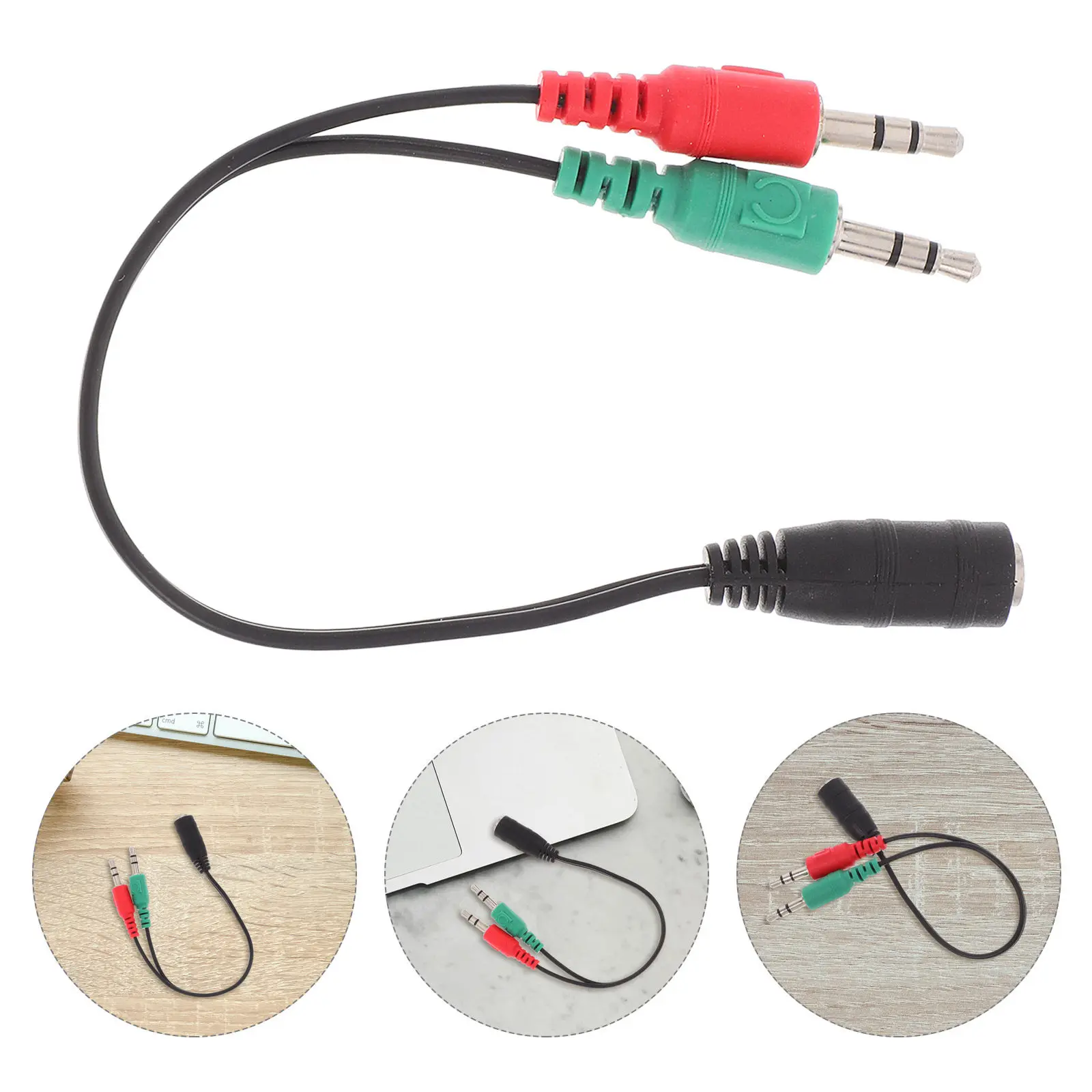 Dual Headphone Adapter 3.5mm Audio Splitter Cable Compatible with Phones Laptops Tablets for Music Sharing Communication Mic