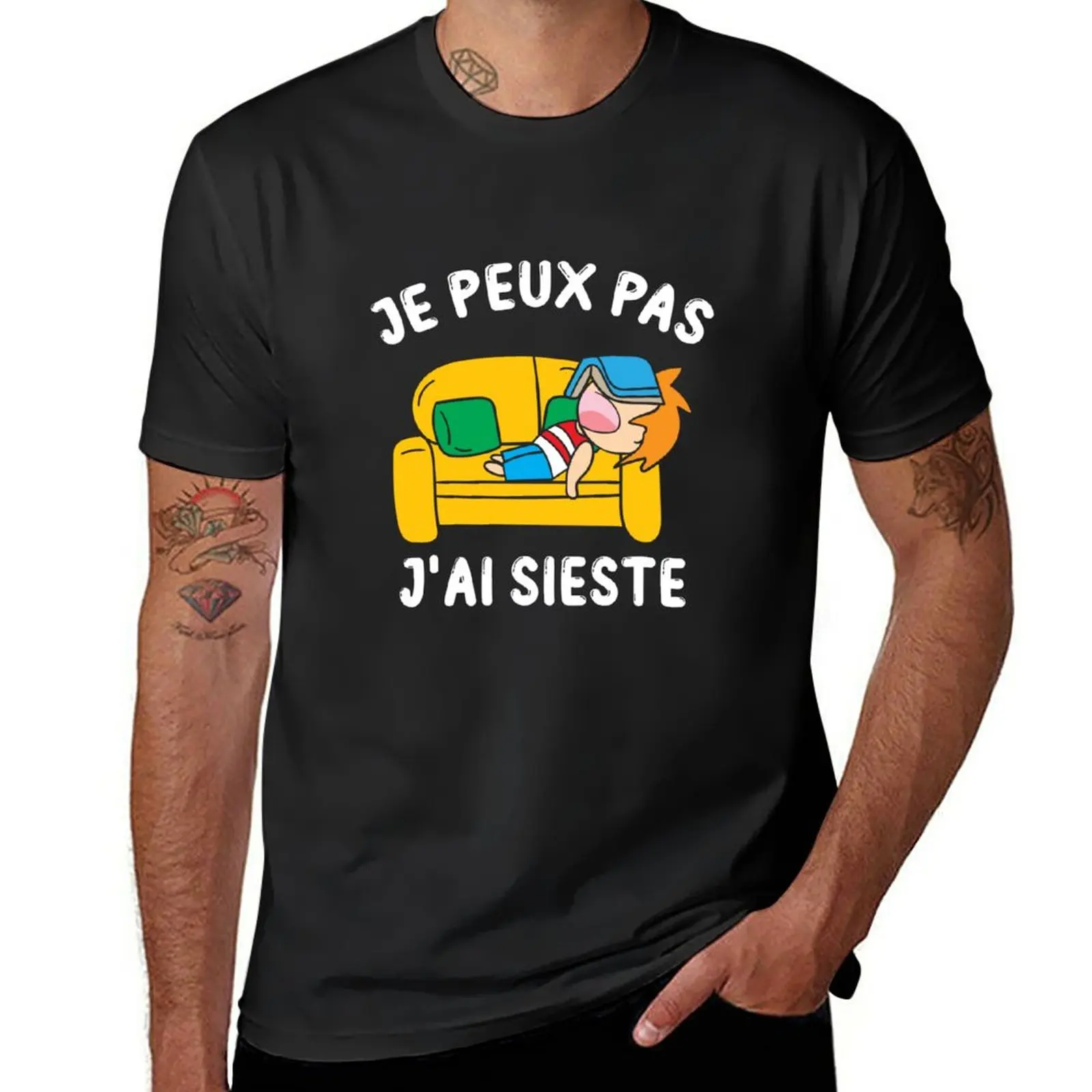 

New Je Peux Pas J'ai Sieste Cadeau Drle Dormir Humour T-Shirt summer clothes black t shirt boys white t shirts men t shirt