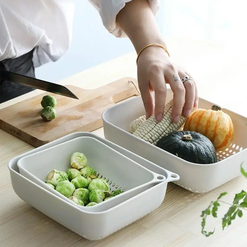 

3Pcs Plastic Vegetable Washing Basket Kitchen Fruit Vegetable Asphalt Basket Fruit Storage Basket Fruit Vegetable Asphalt Basket