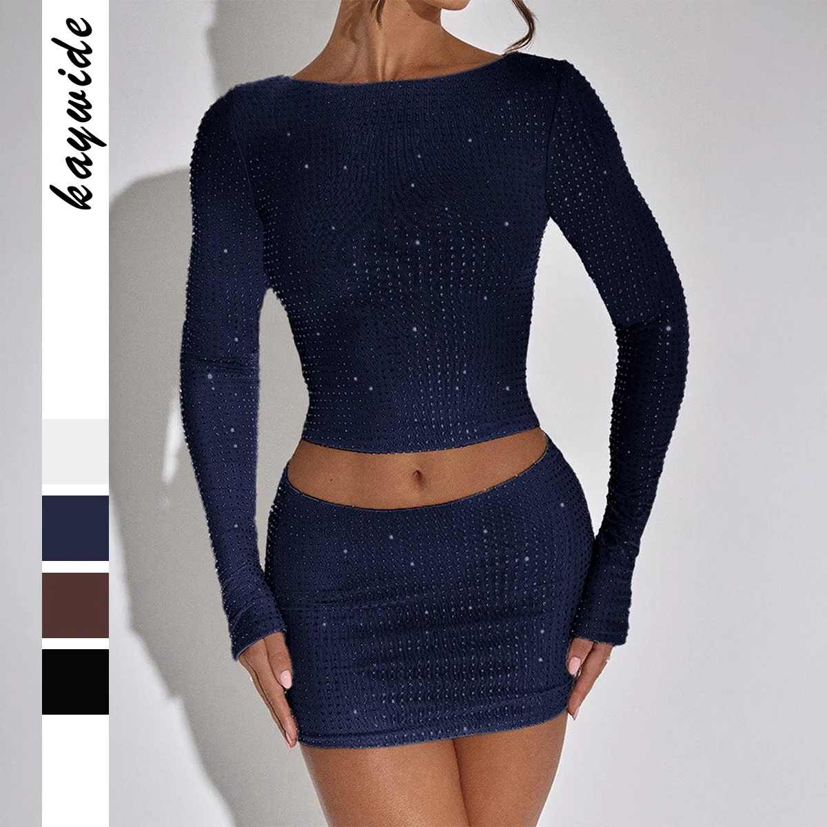 

Сексуальная длинная футболка и юбка Све, комплект из двух предметов для женщин, осенне-зимняя независимая станция, трансграничная повседневная спортивная одежда