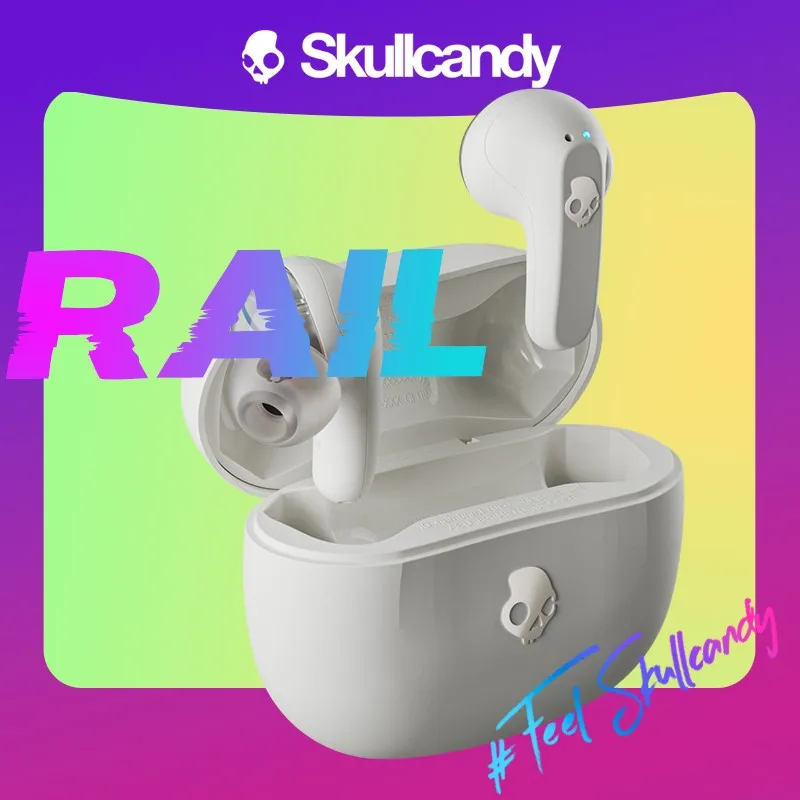 Skullcandy S2RLW-Q751 Rail Wireless Bluetooth Earphones Clear Voice and Mic Earbuds IP55 Water Headphones and Dust Resistant