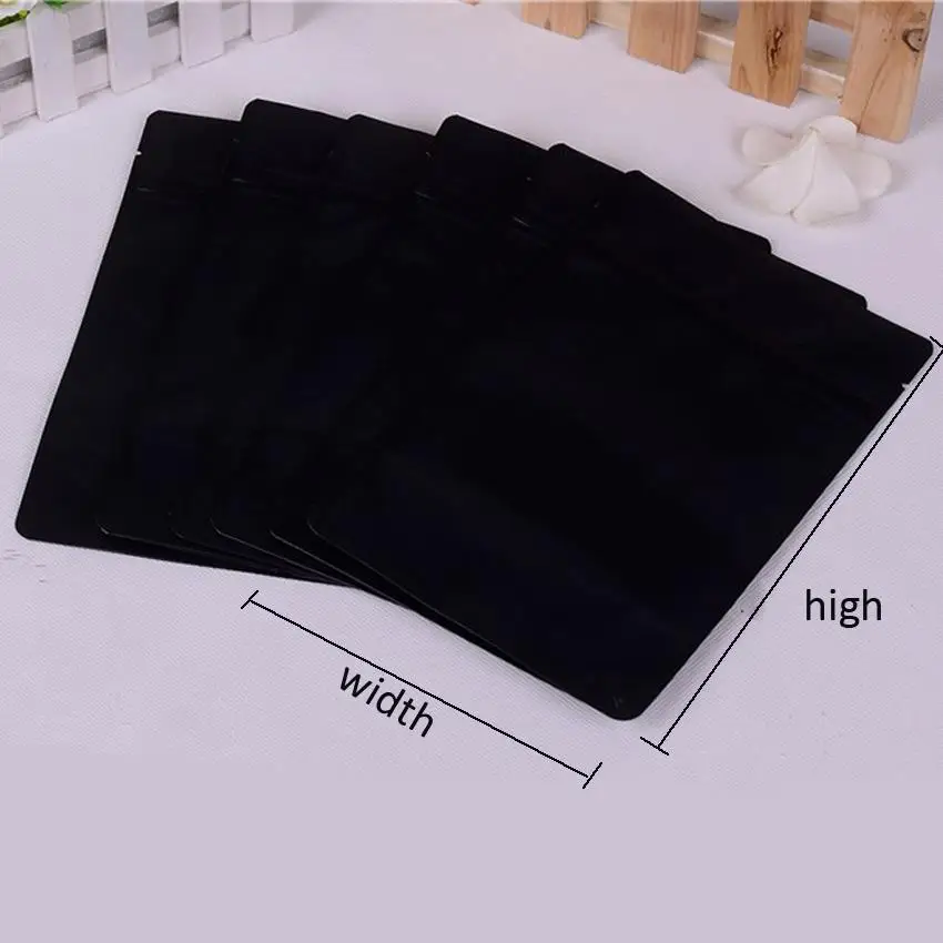 

50pcs 13-29cm Matt Black Aluminum Foil Stand-Up Bags, for Retail Food