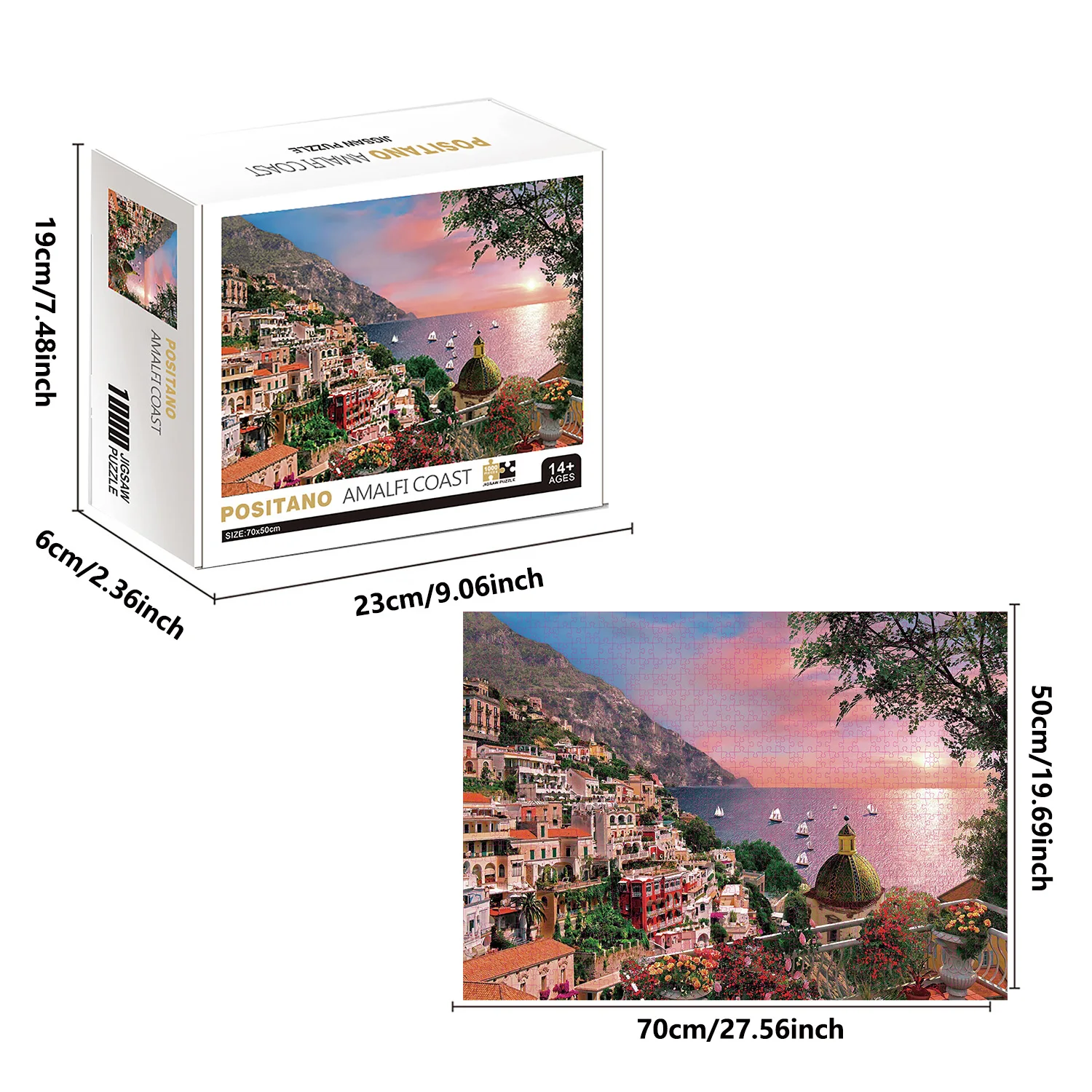 1000 Pieces Positano Amalfi Coast Jigsaw Puzzles for Adults Home Decor Games Family Fun Floor Puzzles Educational Toys for Kids