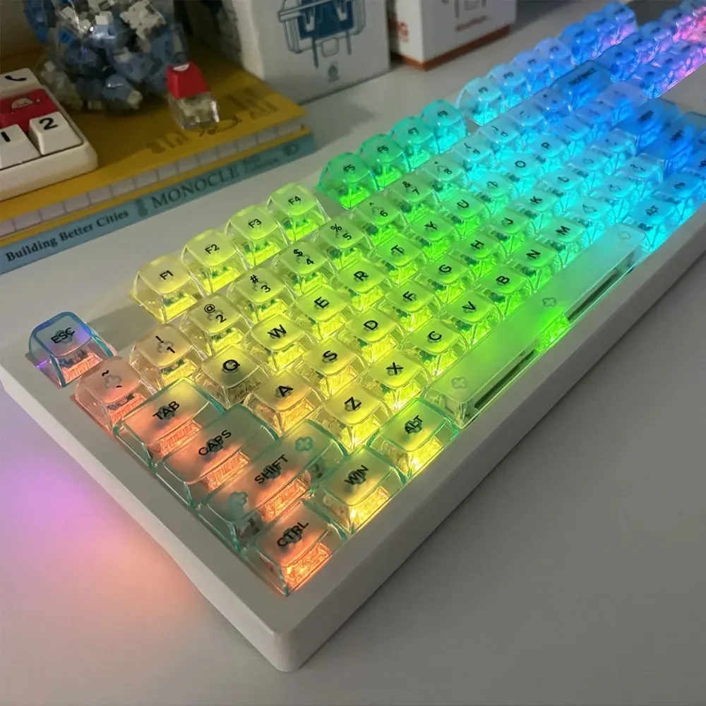 Dual Colour Transparent Keycaps Full Set XAD Height PC Thermal Sublimation For 61 68 75 84 87 98 104 108 Mechanical Keyboard