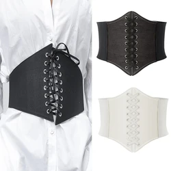 Corset taille haute en cuir PU pour femme, ceinture large noire, ceinture amincissante, ceinture élastique, ceintures de smoking féminines, punk