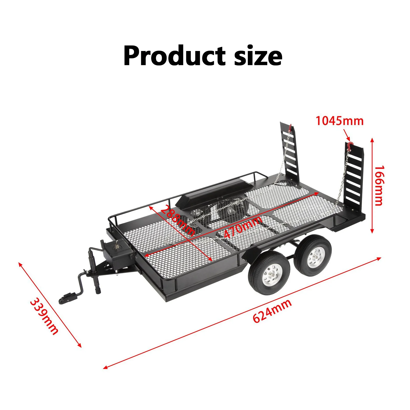 Dual Axle Trailer 1/10 RC Cars SCX10 90046 AXI03007 GEN8 Models