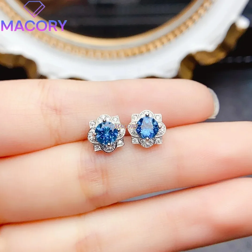 

Модные серьги с натуральным топазом 5 мм, стерлинговое серебро S925, простые элегантные очаровательные свадебные украшения для женщин