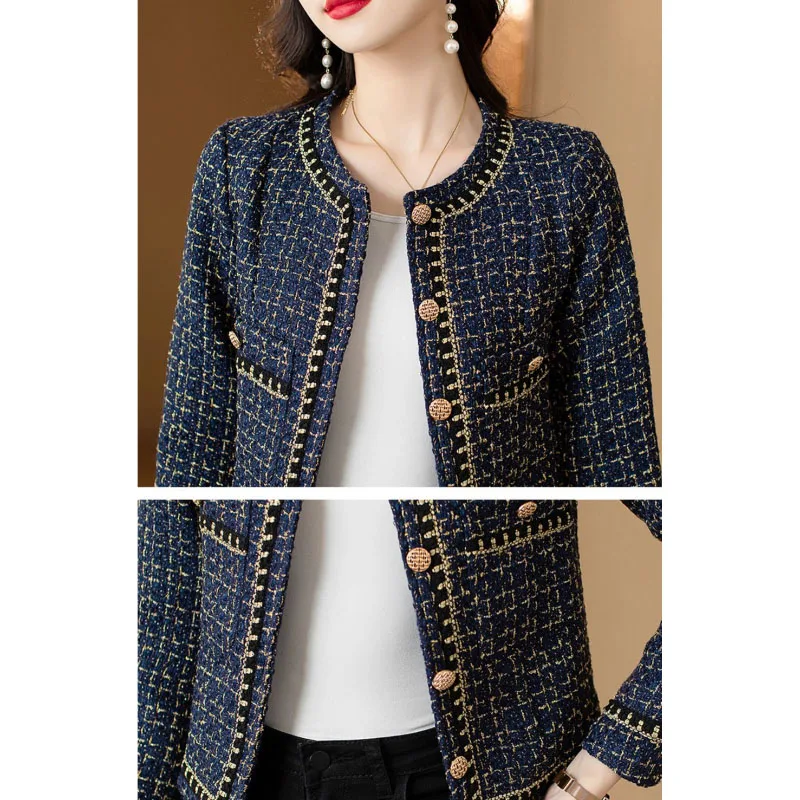 سترة نسائية أنيقة منقوشة فضفاضة غير رسمية واحدة الصدر سترة معطف نسائي قصير ملابس خارجية موضة ربيع خريف 2026