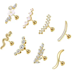 An 8-piece set of Mountaineer stainless steel cartilage stud earrings can perfectly decorate your ears in any combination