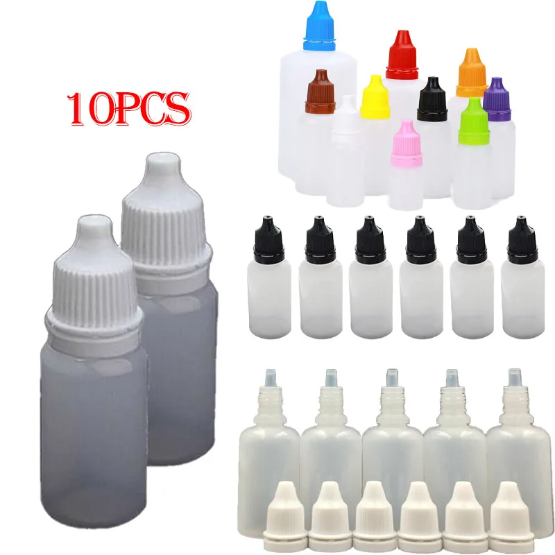 

10Pcs 5/10/15/20/30/50/100ML Eyes Liquid Dropper Refillable Bottles Empty Plastic Squeezable Paint Containers Travel Essentials