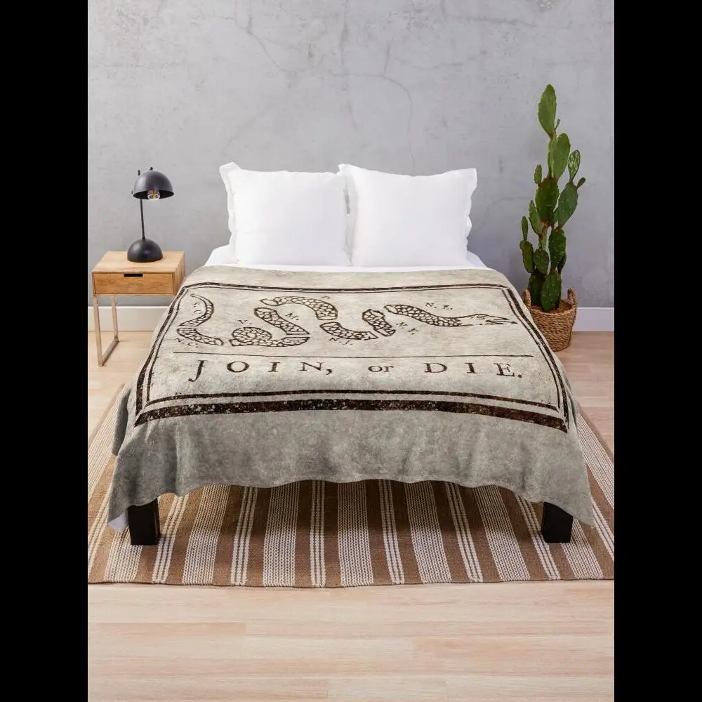 Join or Die Benjamin Franklins Historical Image Throw Blanket for Cozy Comfort