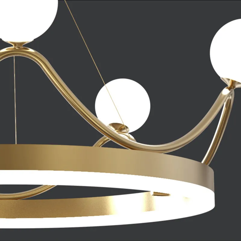 Imagem -06 - Luxo Coroa Led Iluminação Chandelier Lovely Ring Lustre Teto Pendurado Lâmpada Luz Pingente para Crianças Quarto de Crianças Novo ac 220v 110v