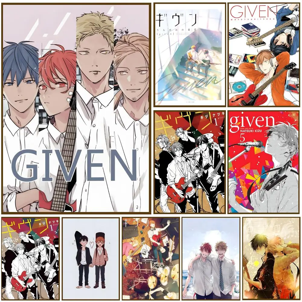 Boys Love Comic G-Given-S Cartoon Poster Self-adhesive Living Room Bedroom Party Bar Decor Moisture-proof Fade-resistant HD