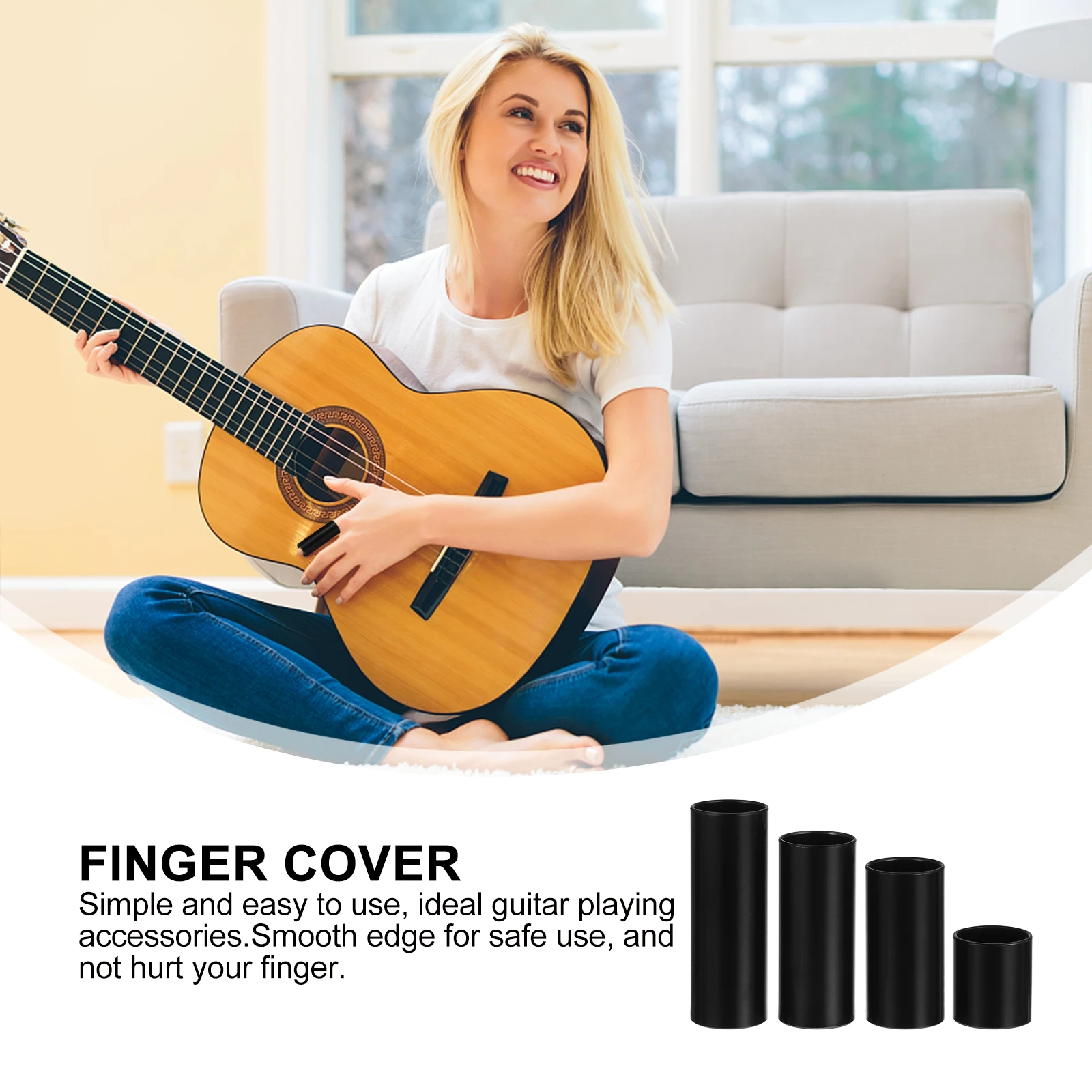 

/Set Slide Bar Finger Cover Professional Metal Slides For Electric Wood Guitar Durable Portable Guitar Accessories Smooth