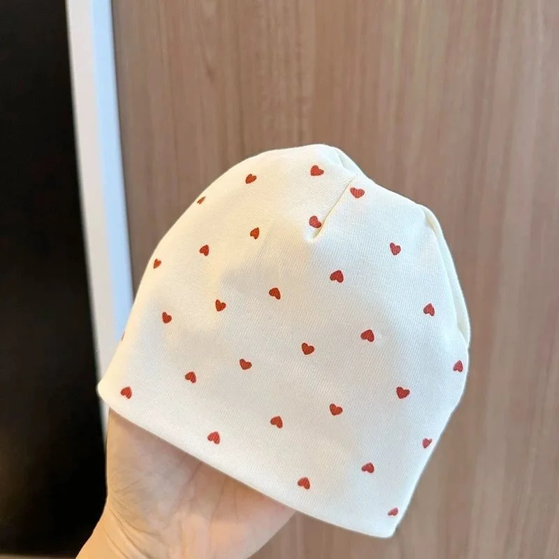 Neugeborenen Baby Fetal Hut Weiche Baumwolle Infant Elastische Pullover Kappe Süße Nette Kirsche Schleife Herz Druck Baby Junge Mädchen Beanie 1-12 monate