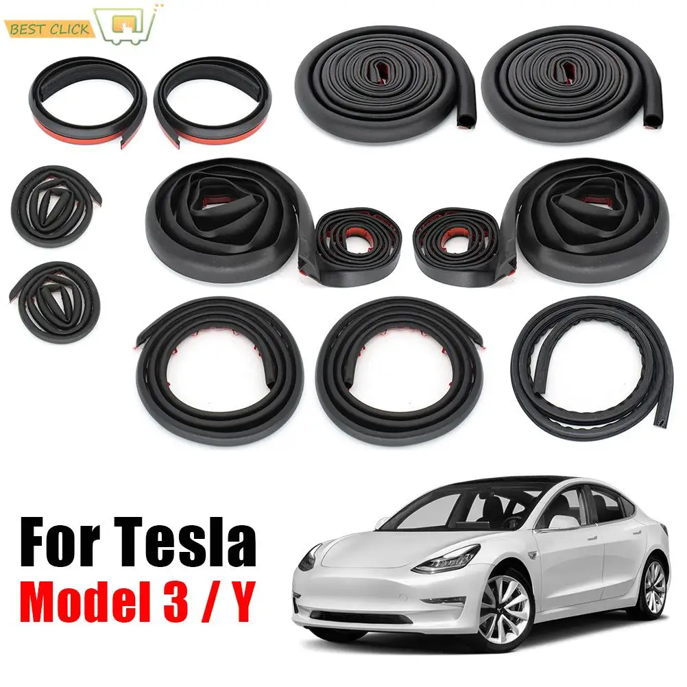 Car Rubber Seal Strip Kit For Tesla Model 3 Y Self Adhesive Door Sealing Weatherstrip Noise Reduction Soundproof Accessories