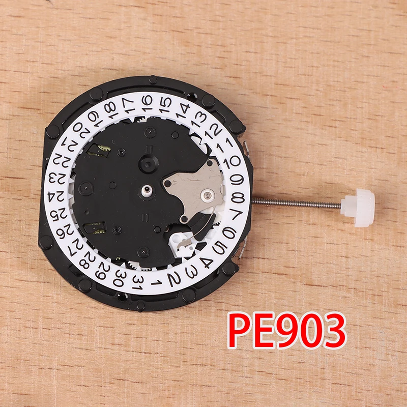 Hot! PE903 Movement Sunon Pe90 China Ligne Quartz Three Hands With 3eyes Date Small Chronograph Second Minute,1/10second PE903-3
