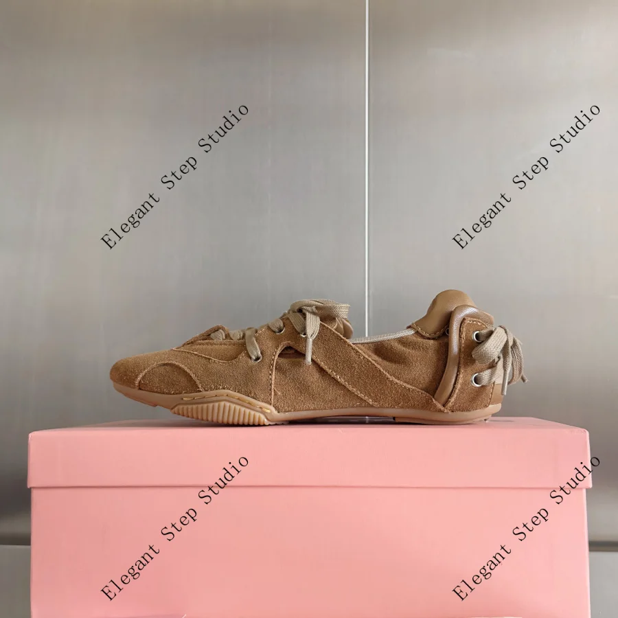 

Women's Shoes Lace-up Leather Ballet Flats Sneakers Ballerina Loafers