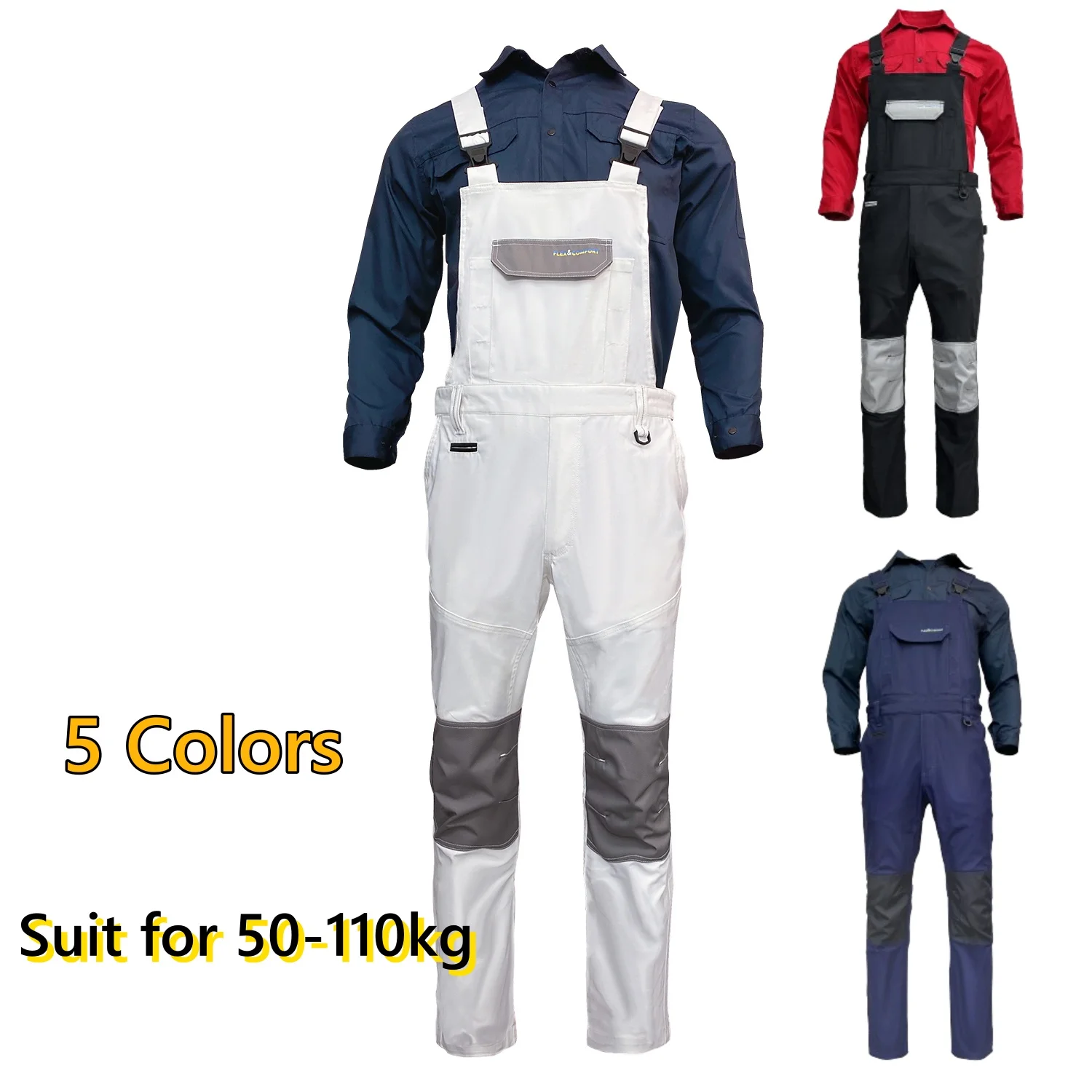 

Men's Multi-pocket Work Cargo Pants Jumpsuit Overalls Workwear Outdoor Wear-resistant Stretch Cotton Loose Worker Trousers 4XL