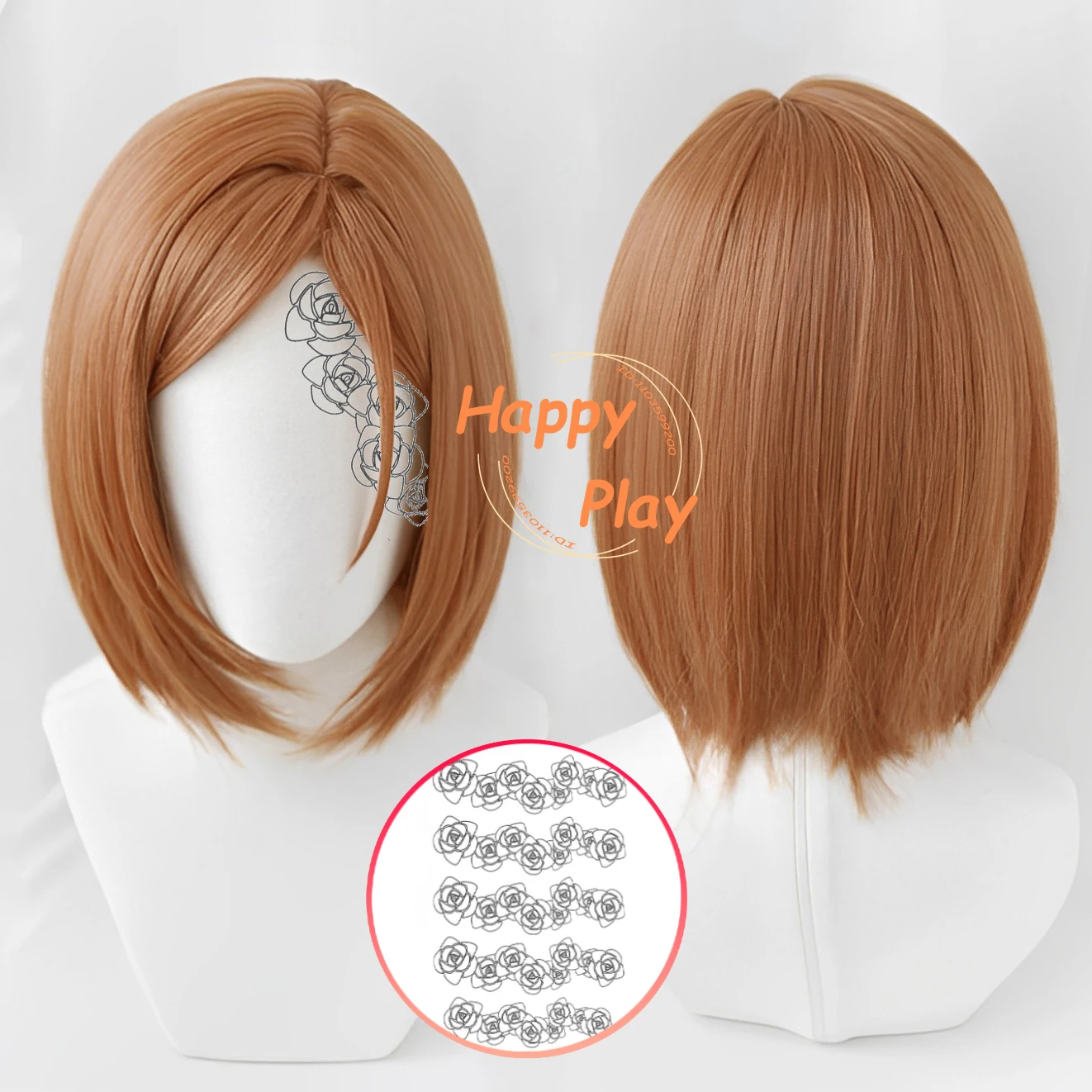 Anime Kugisaki Nobara Cosplay Short Scalp Orange Brown Wigs Heat Resistant Synthetic Hair Halloween Party Women Wigs Accessory