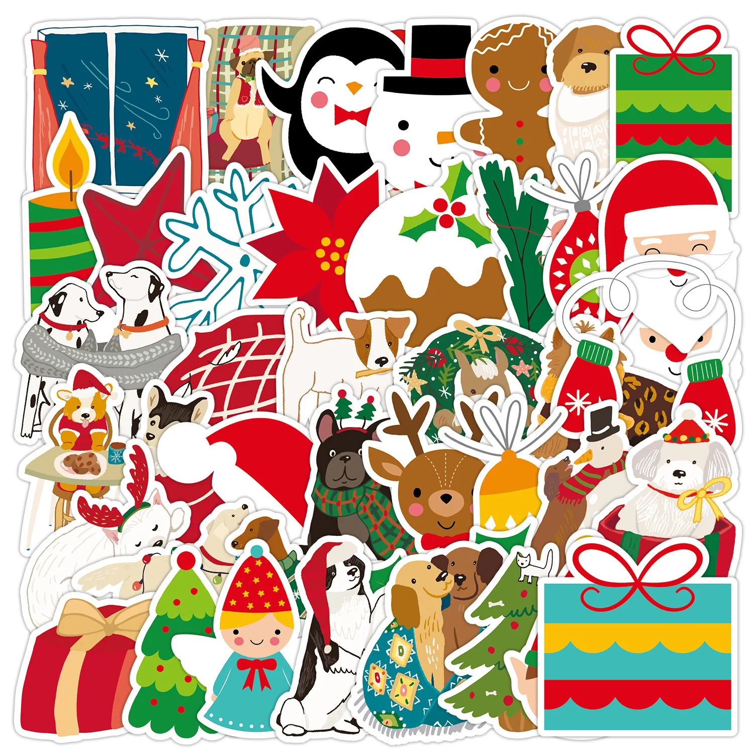 

10/50PCS Christmas Elements Santa Claus Doodle Decorative Mobile Water Cup Computer Decoration Waterproof Stickers Kids Toy