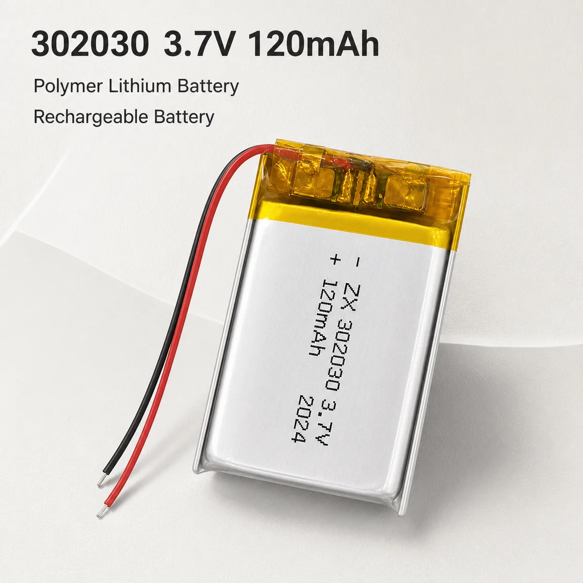 3.7V 120mAh 302030 LiPo Rechargeable Battery Cell, Lithium Polymer Replacement for Bluetooth Headset Speaker Recorder