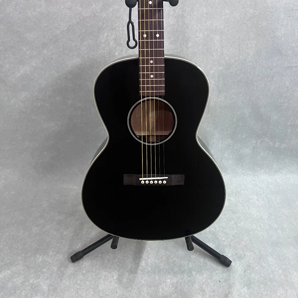 Shipped from USA, L00 Pure Black Finish Wood Guitar, 6‑String Acoustic Guitar, Folk Guitar for Collection, Exquisite Craft Instrument, Ideal Holiday Present