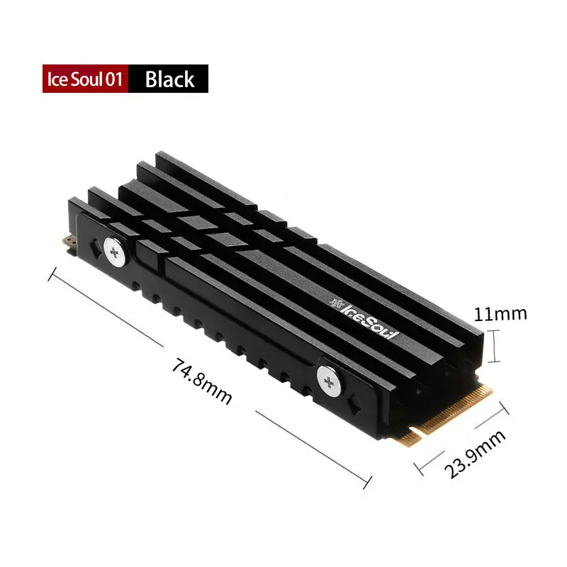 FinalCool IceSoul 01 M.2 2242-2230 SSD-koellichaam, dubbelzijdig koellichaam, met thermische siliconen pad voor PC / PS5 M.2 NVMe SSD