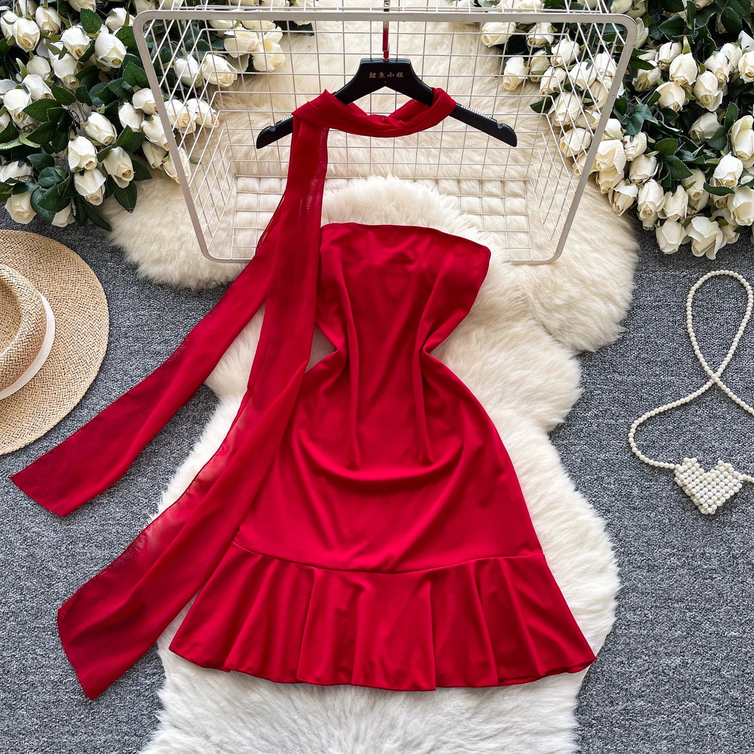 Chic vintage senza maniche con volant sottile Elegante fata moda coreana Boho Sundress abbigliamento donna mini abito