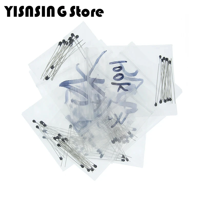 100pcs = 10value * 10pcs NTC Thermistor Resistor NTC-MF52AT Kit 1K 2K 3K 4.7K 5K 10K 20K 47K 50K 100K +-5% 3950B
