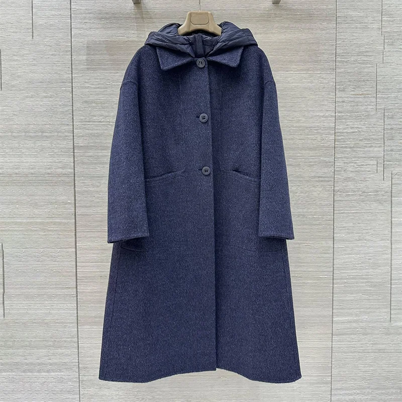 

Высококачественный женский жилет на молнии с капюшоном + ветровка на одной пуговице с лацканами, комплект из двух предметов, пальто средней длины 25919125