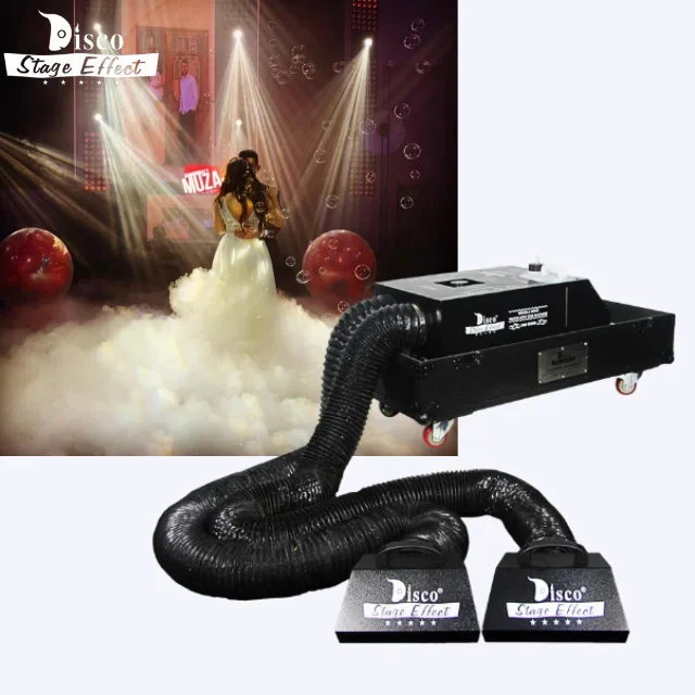 High quality double  water based mist dj low lying dry ice power fog machine 3000w for wedding stage effect