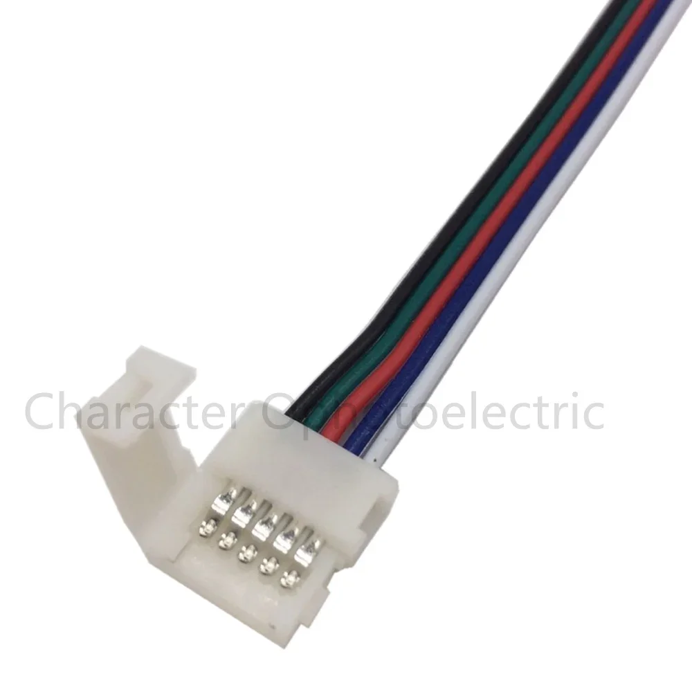 

10pcs/lot 12mm 5pin RGBW LED Strip Connector Wire Two clip Extend Cable For 5050 RGBW Strip light No Need Soldering