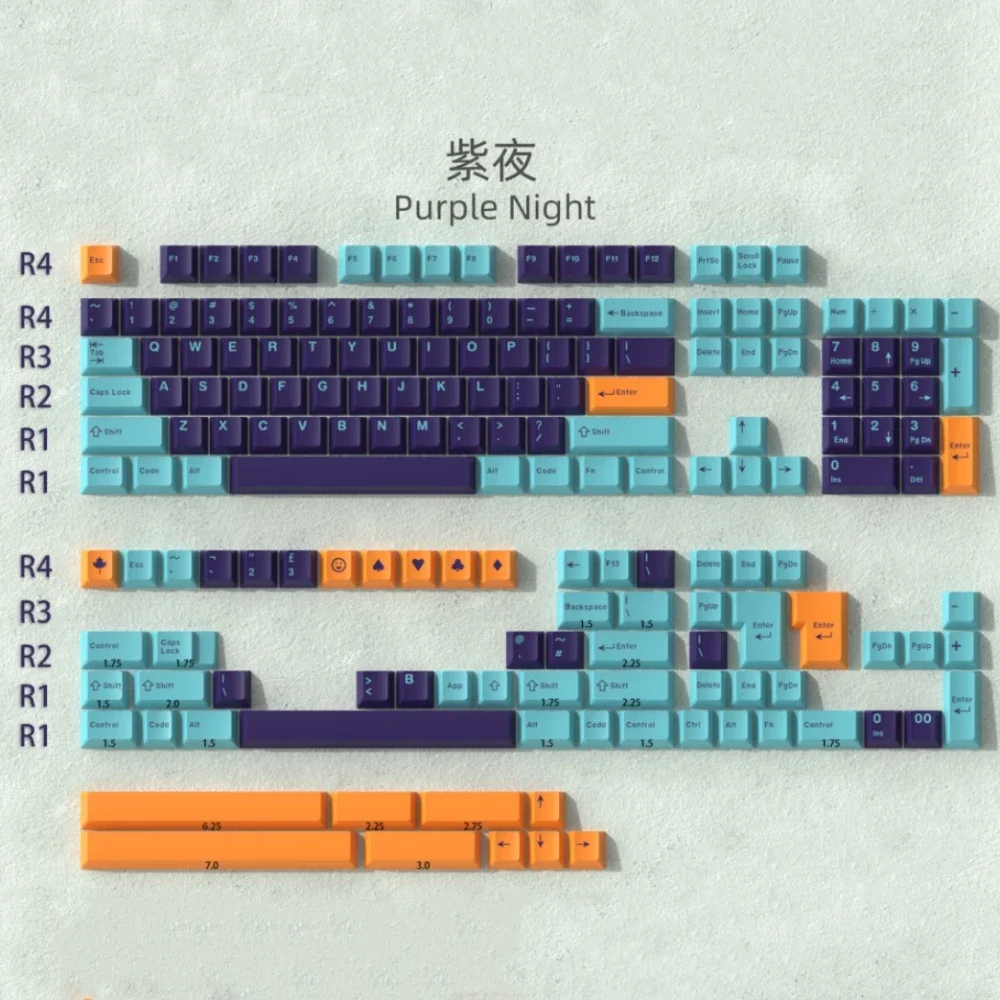 Purple Night Original Cherry Keycap ABS Material 173 Keys Full Set