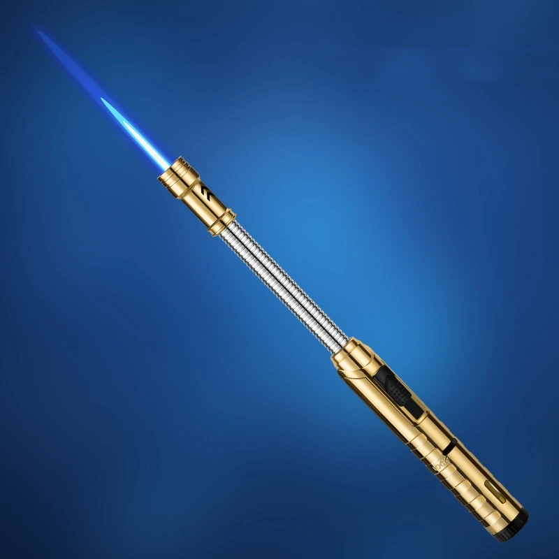

360° Hose Welding Gun Windproof Jet Blue Flame Butane Gas Torch Lighter Visible Gas Window Outdoor BBQ Kitchen Cigar Lighters