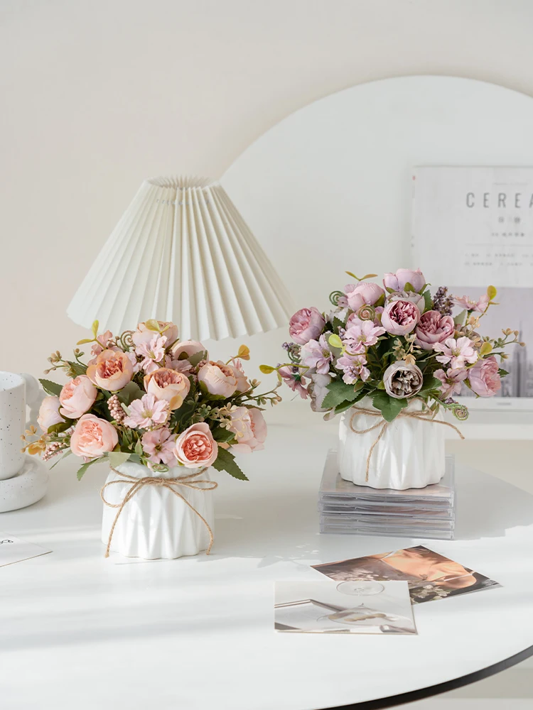 

Искусственные цветы в скандинавском стиле: декоративные настольные украшения для гостиной, пластиковые цветы, центральные элементы для стола, искусственные цветочные композиции