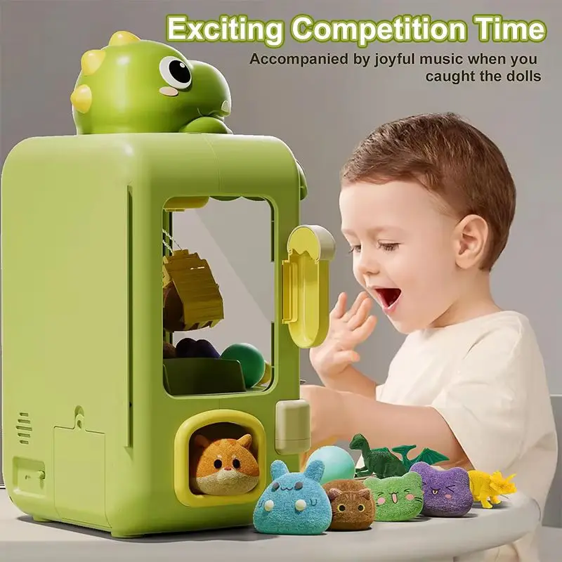 

2025 Dinosaur Claw Machine Toys Electronic Arcade Game Adjustable Catch Doll Machine Music Mini Vending Birthday Gift For Kids