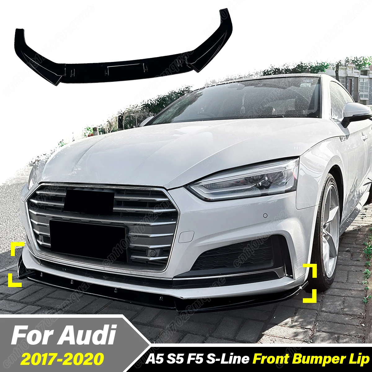 

For Audi A5 S5 Sline F5 2017 2018 2019 2020 Car Front Bumper Spoiler Lip Splitter Guard Protector Exterior Accessories Body Kit