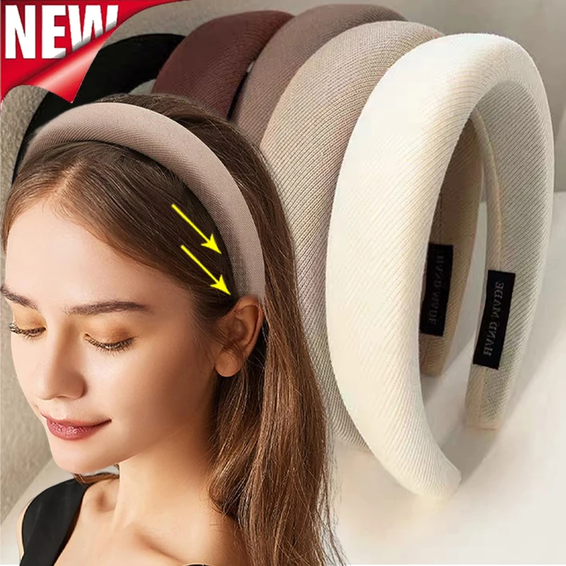 New Widen Solid Velvet Bezel Women Headband Girls Vintage Knit Hair Bands Soft Hairband Headwear Hair Rubbers Elastic Hair Bands