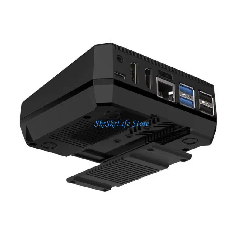 حافظة E65E Argon NVME لـ RPi 5 حافظة معدنية من الألومنيوم مع مبدد حراري لمروحة التبريد