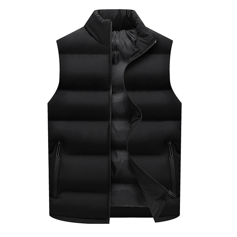 

Autumn Winter Men Padded Vest Man Cotton Warm Waistcoats Classical Men Solid Color Windbreaker Sleeveless Jacket Clothing