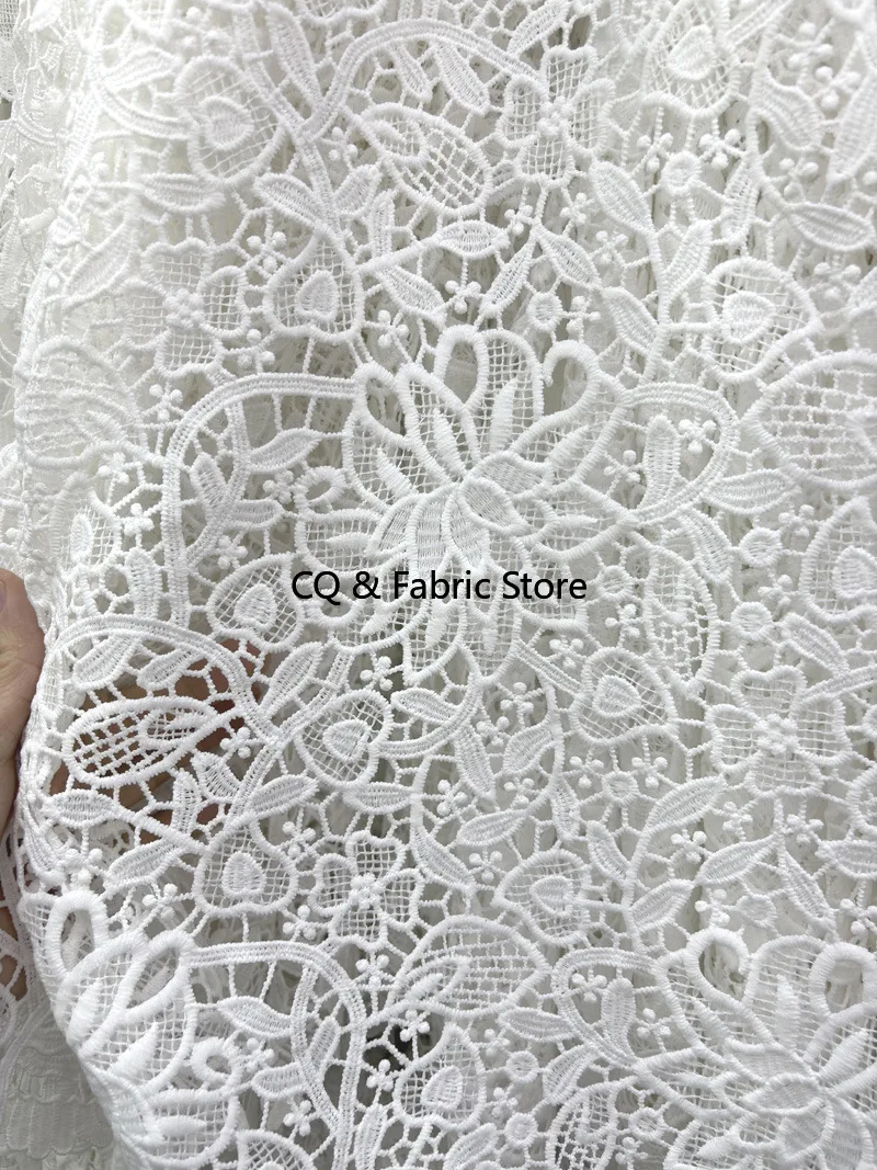 Water Soluble Milk Silk Lace Heart-shaped Hollow Embroidery Clothing Embroidered Lace Fabric Designer Fabric