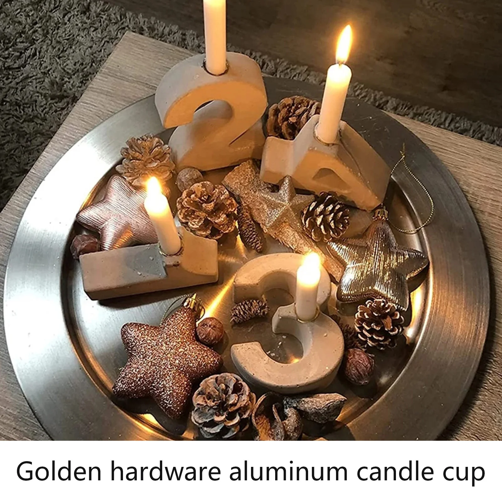 30/50 Pack Aluminium Candle Holder Cups Mini-Candlesticks For DIY Holders Heat Resistant Metal Adapters For Tapered Table Candle