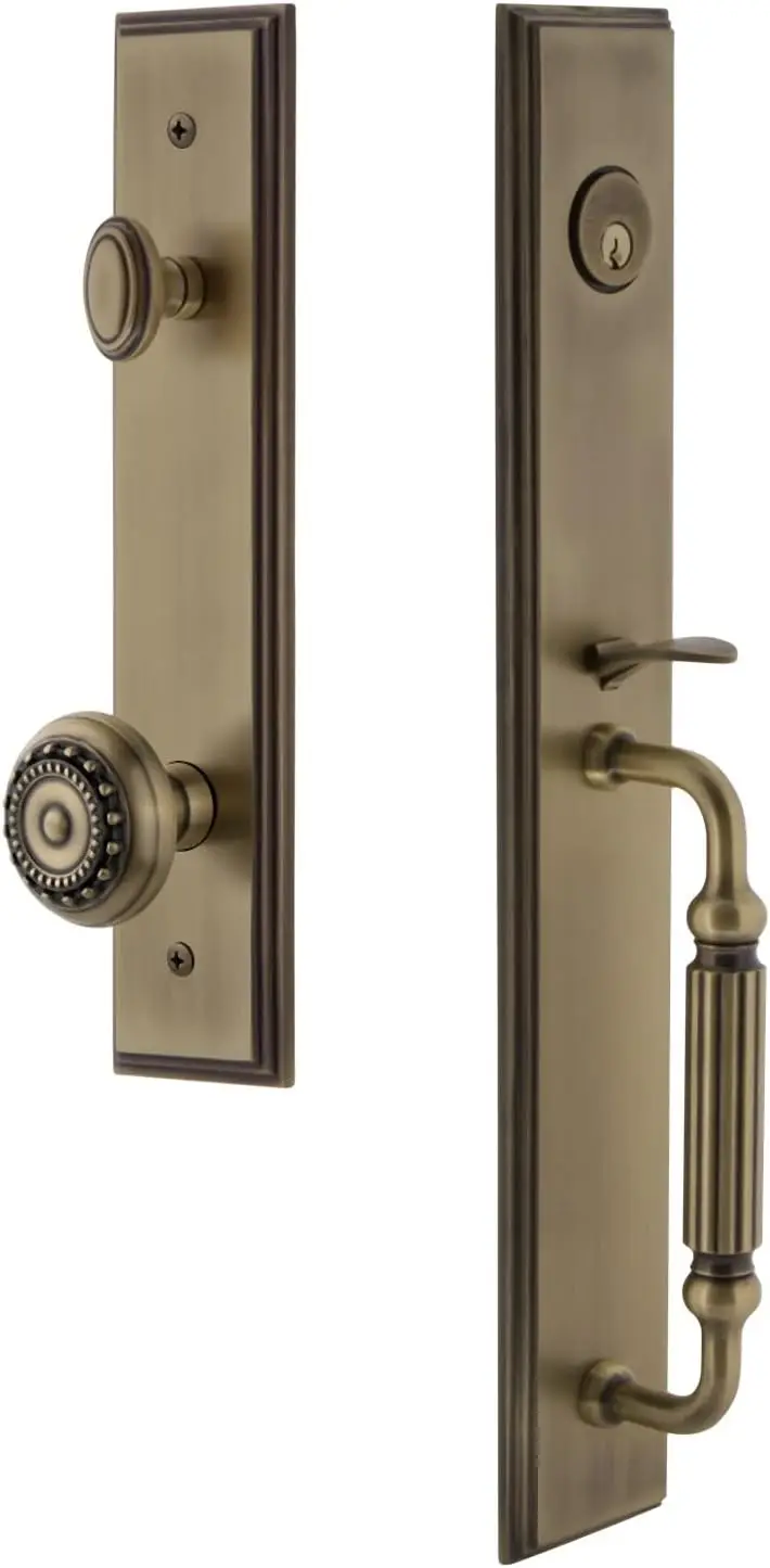 Grandeur Carpar_Eset_234_Fg Carre - Keyed Different - Solid Brass Full Plate Single Cylinder Keyed Entry Handleset With