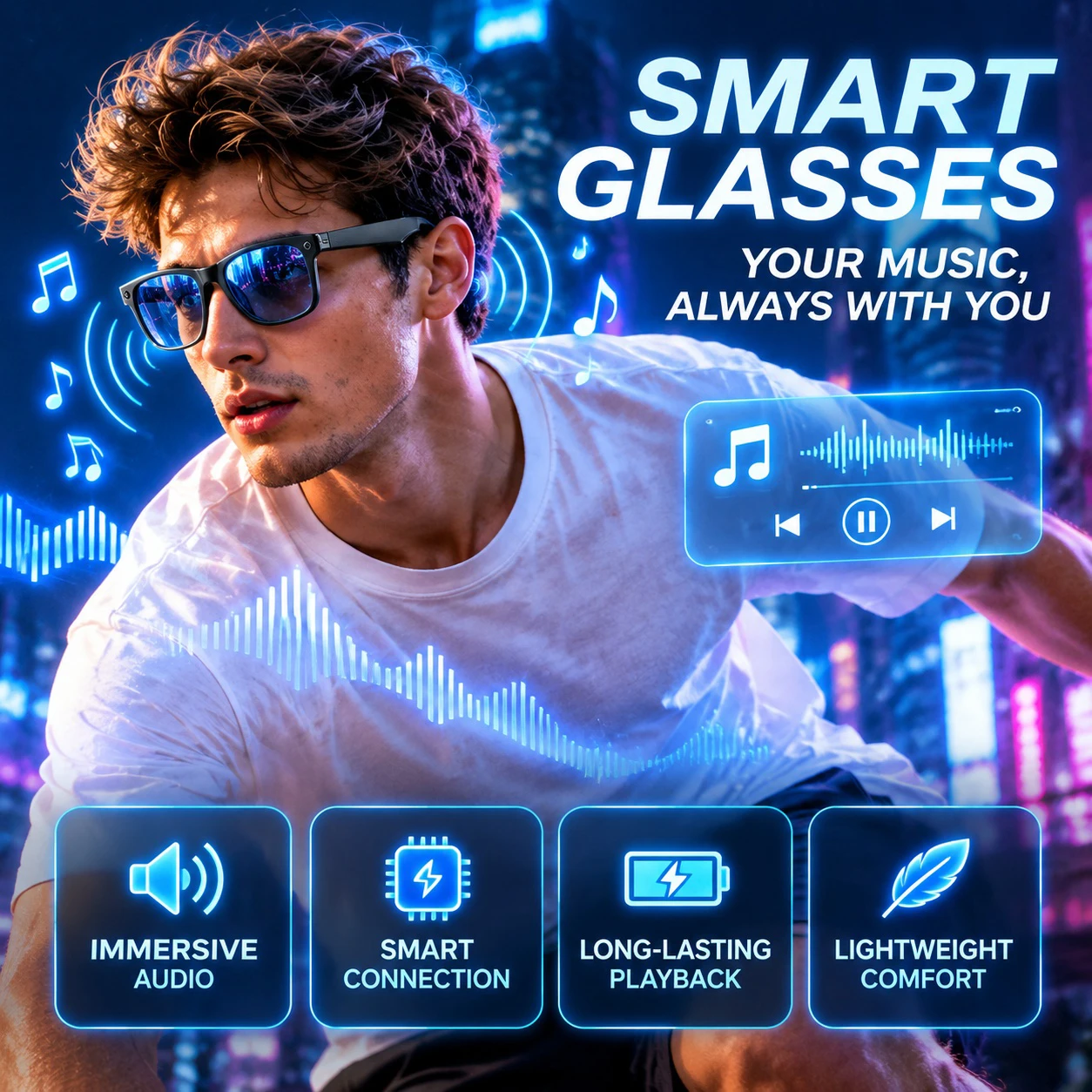 2026 AI Smart Glasses Real-Time Translation And Voice Assistant Anti Shake Lightweight And Fashionable Business Smartglasses