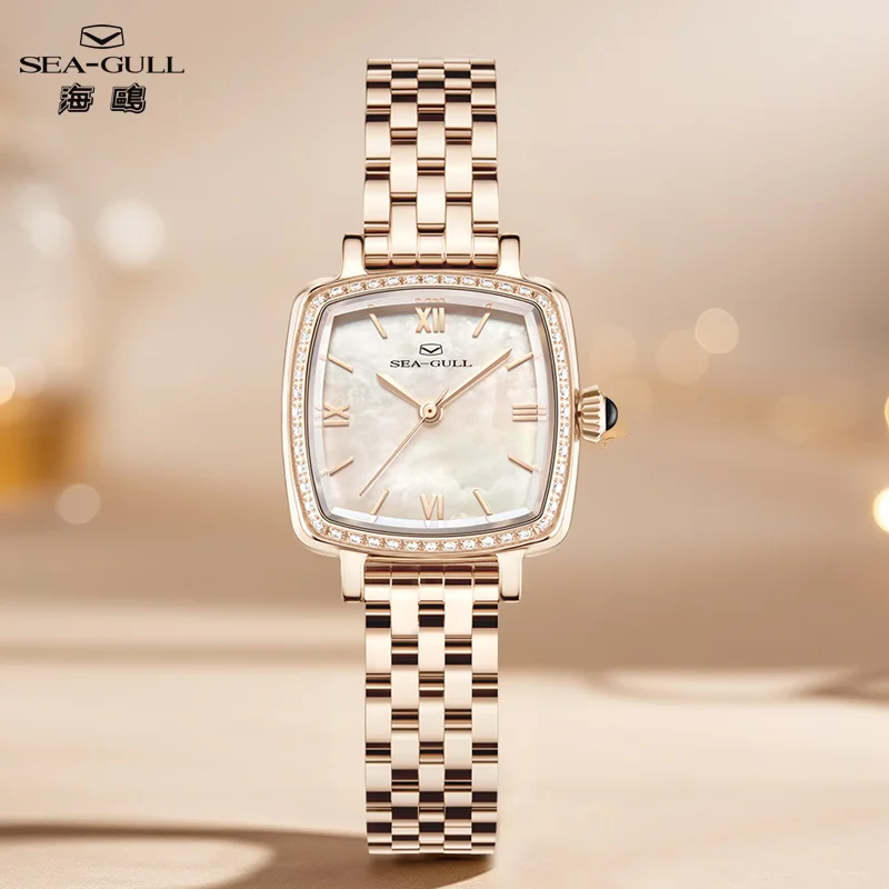 Seagull Oriento Series Mother of Pearl Dial Diamond Inlay Case Women Watch Luxury Automatic Mechanical Watches Fashion 1082L New